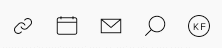Calendar icon, mail icon, search icon