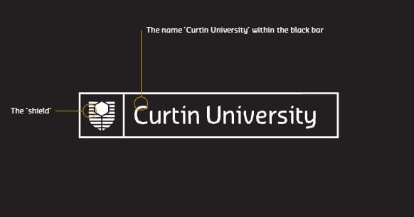 Black and white Curtin logo, mostly black