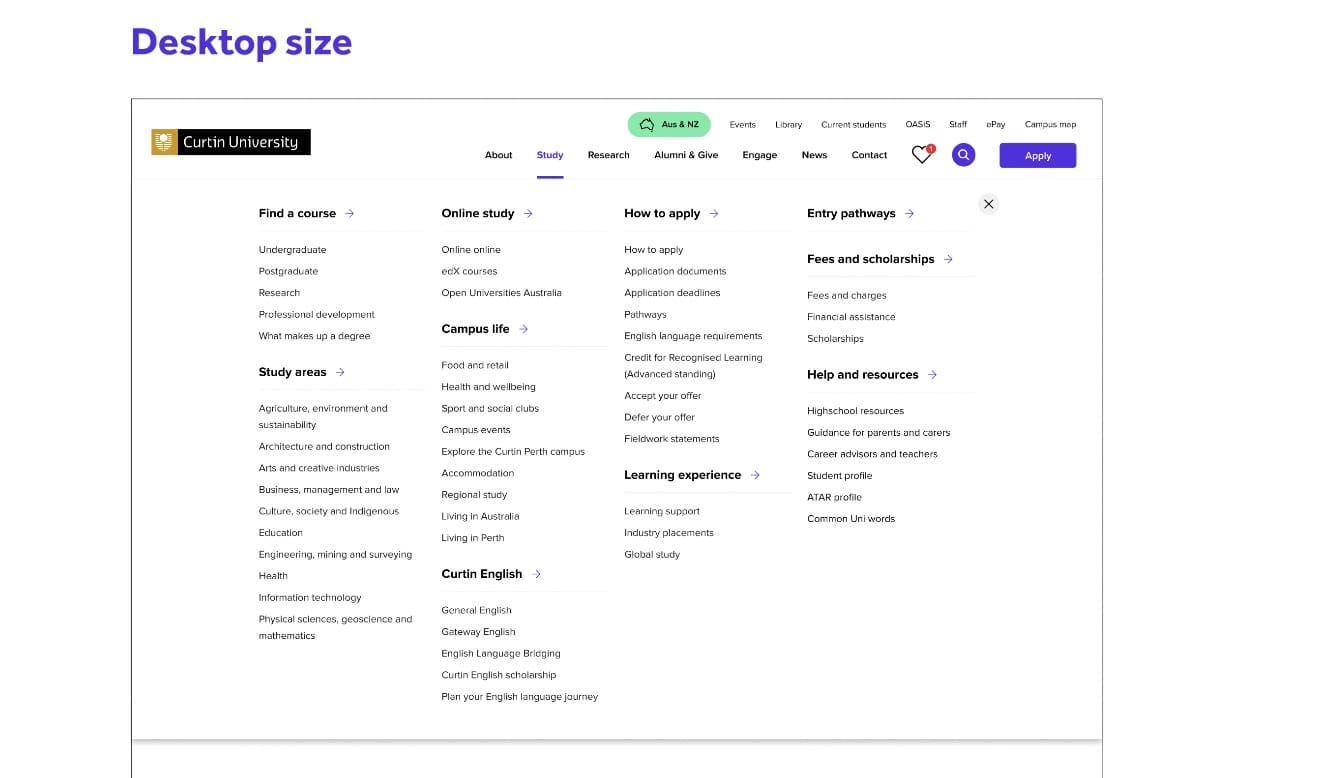 Mega menu